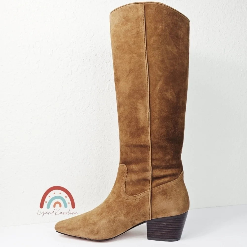 New! J. Crew New Piper Square Toe Knee-high Boots in Suede